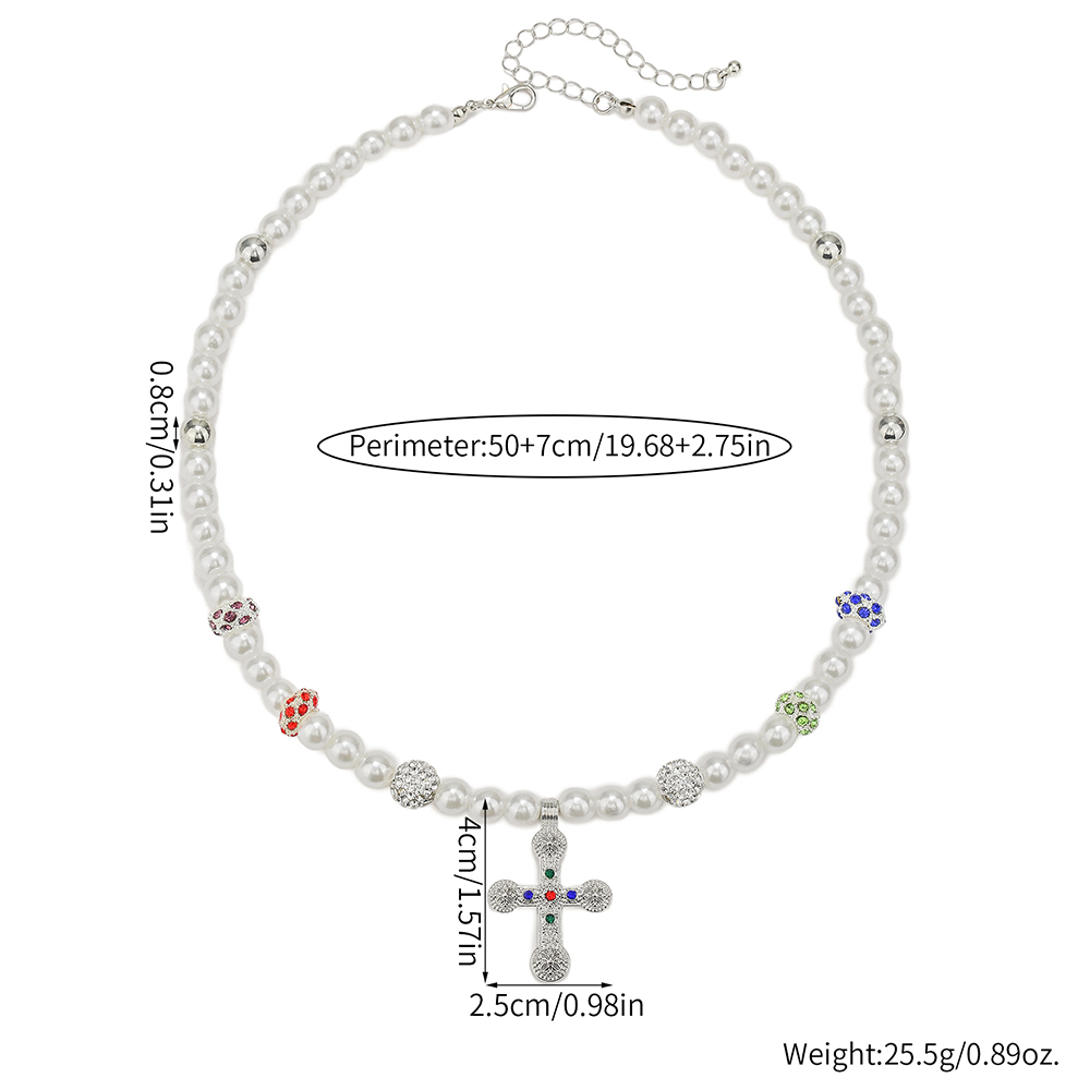 Steampunk coloré cristal croix - Pearl Choker Necklace Vintage avis et prix