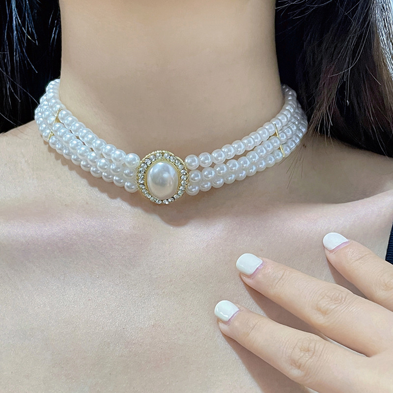Collier ras du cou en perles v - Pearl Choker Necklace Vintage avis et prix