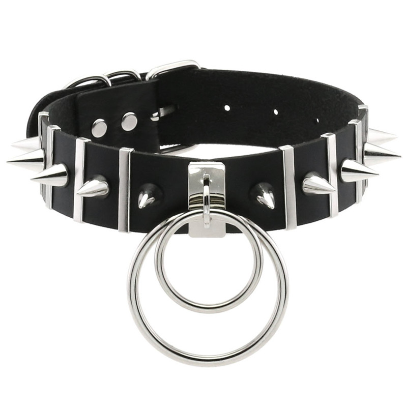 Collier tour de cou rose en cu - Goth Punk Spike Choker avis et prix